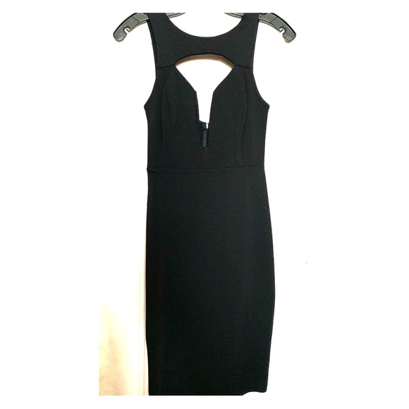 Black bodycon mini dress Size Small. Deep V - Picture 1 of 6